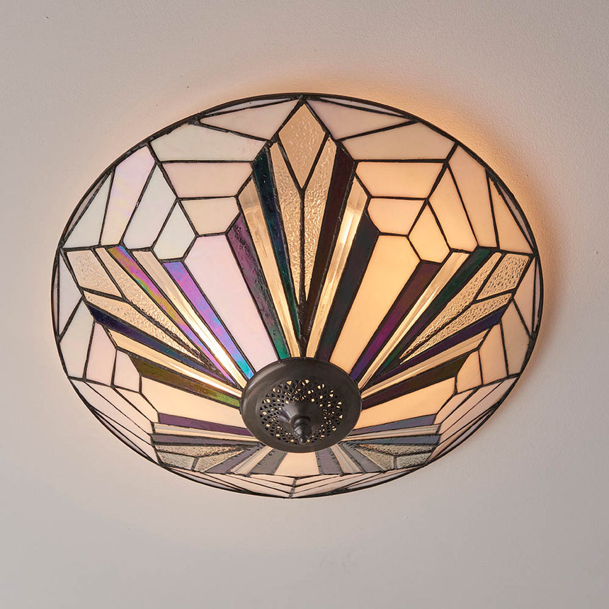 Astoria 48cm Tiffany Flush Ceiling Light