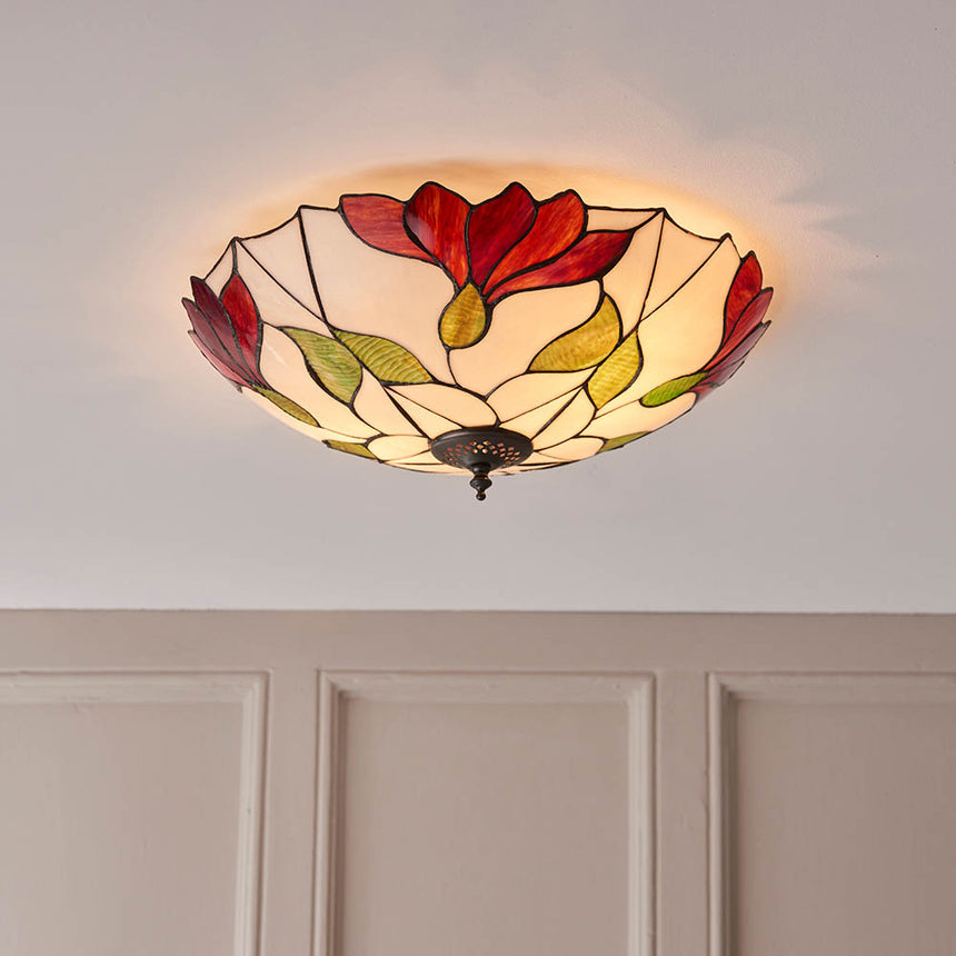 Botanica 45cm Tiffany Flush Ceiling Light