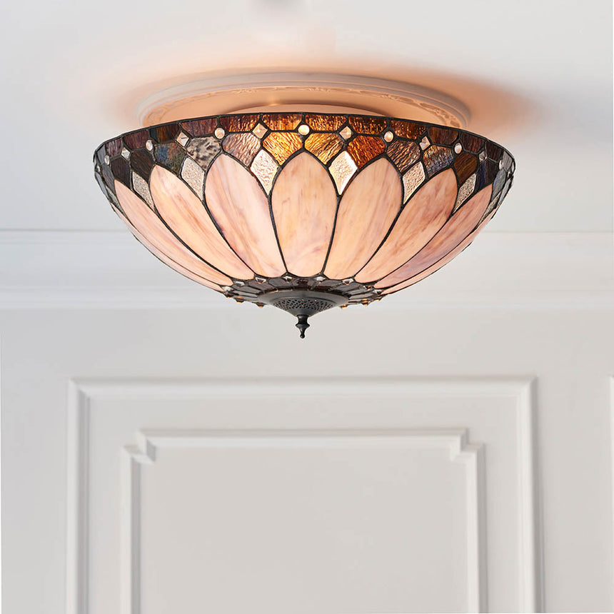 Brooklyn 50cm Tiffany Flush Ceiling Light