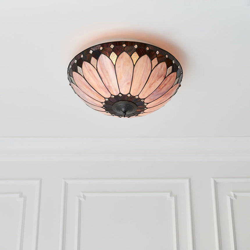 Brooklyn 50cm Tiffany Flush Ceiling Light