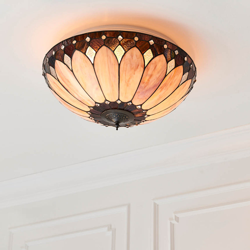 Brooklyn 50cm Tiffany Flush Ceiling Light