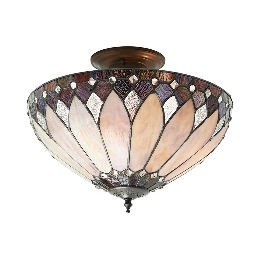 Brooklyn 40cm Tiffany Semi Flush Ceiling Light