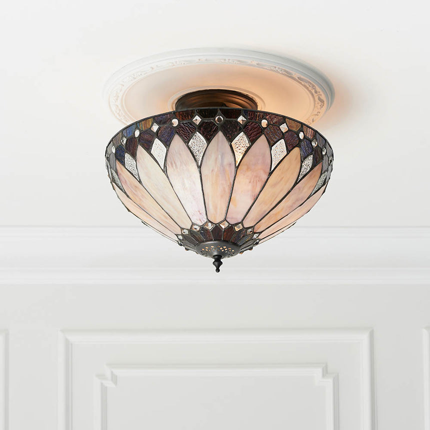 Brooklyn 40cm Tiffany Semi Flush Ceiling Light