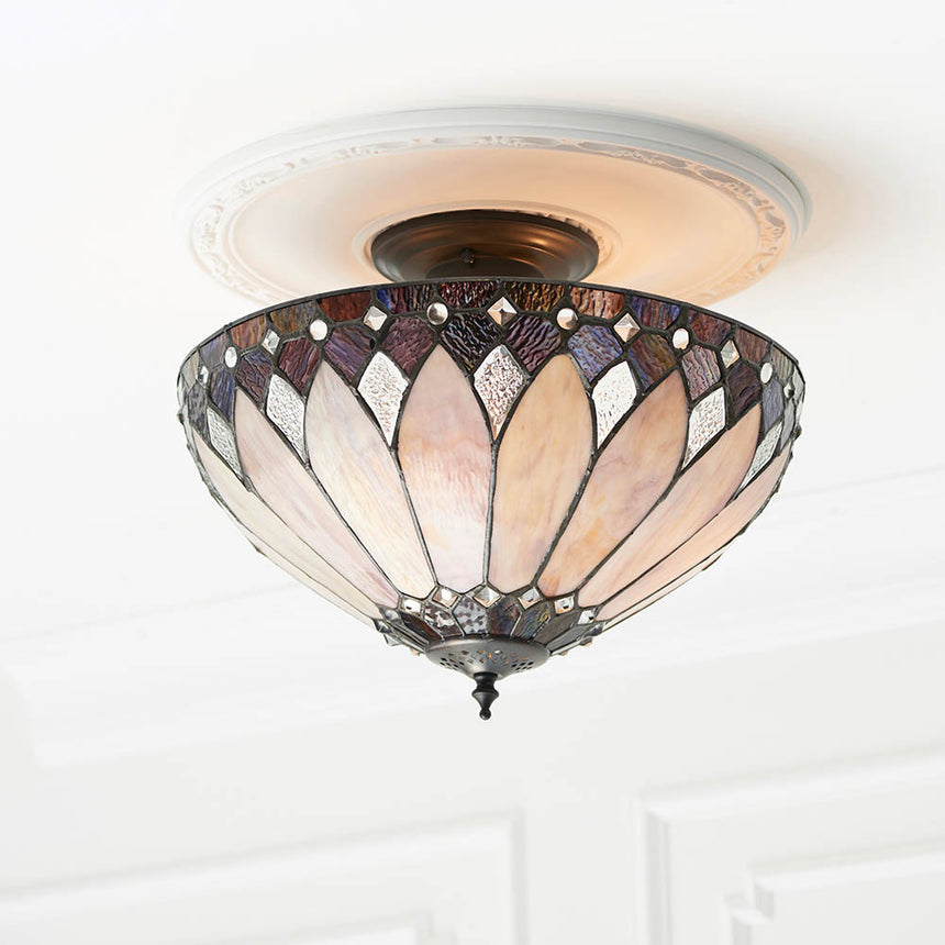 Brooklyn 40cm Tiffany Semi Flush Ceiling Light