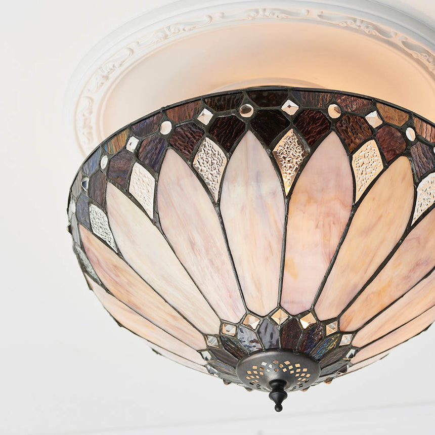 Brooklyn 40cm Tiffany Semi Flush Ceiling Light