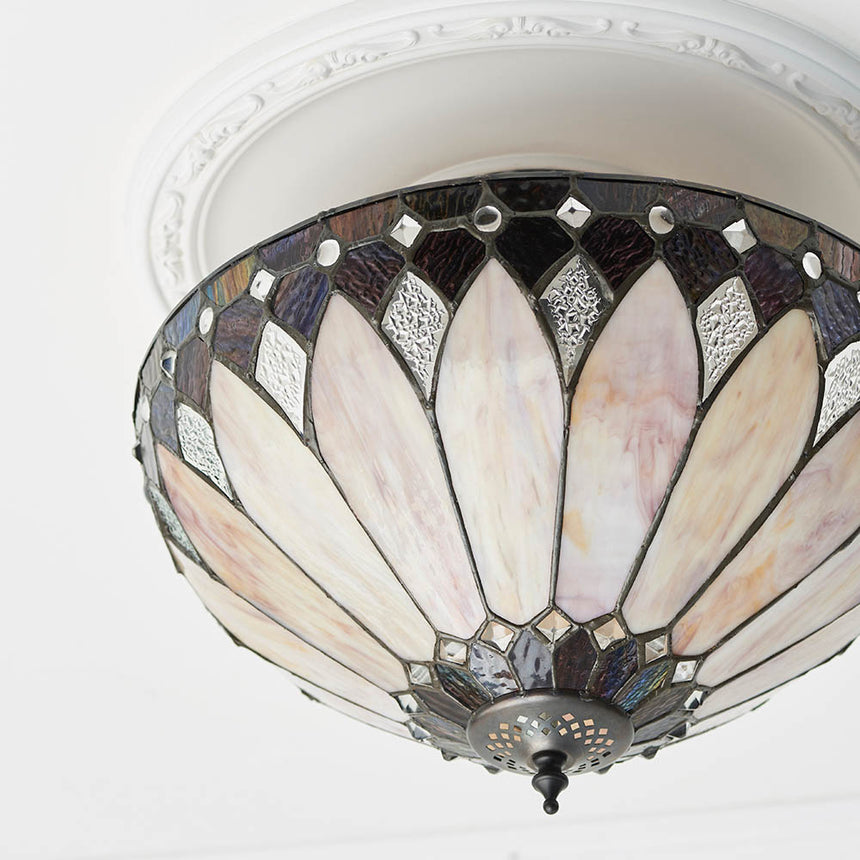 Brooklyn 40cm Tiffany Semi Flush Ceiling Light