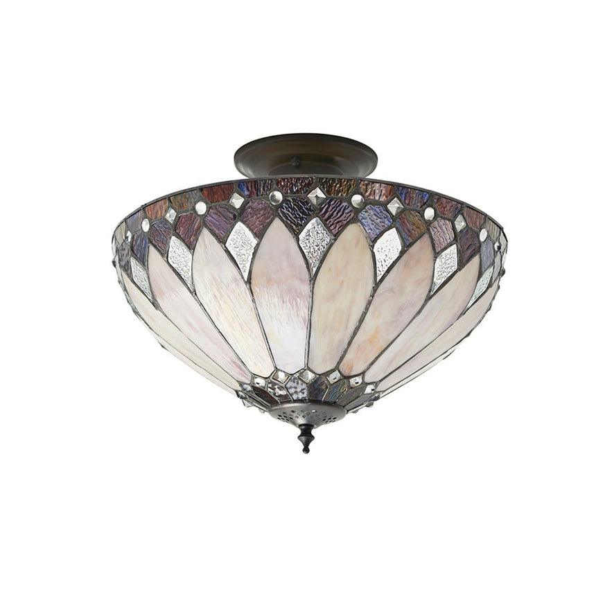 Brooklyn 40cm Tiffany Semi Flush Ceiling Light