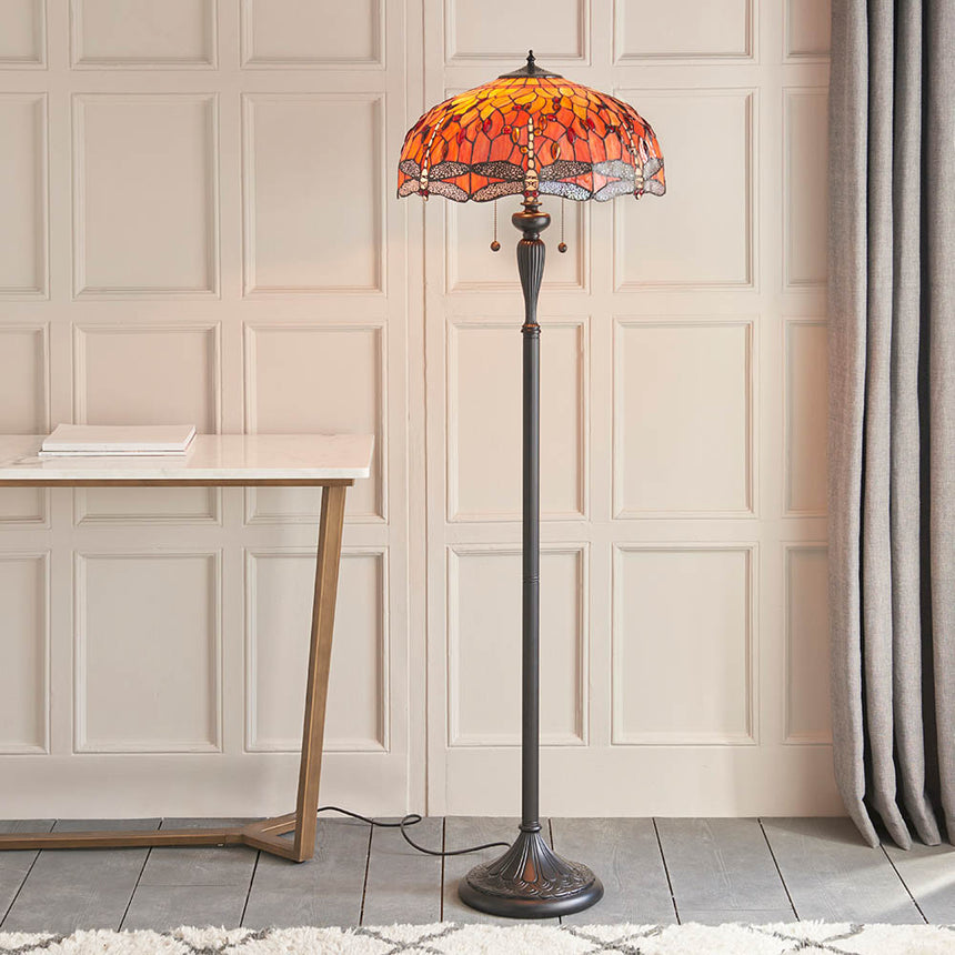 Tiffany Dragonfly Flame Floor Lamp