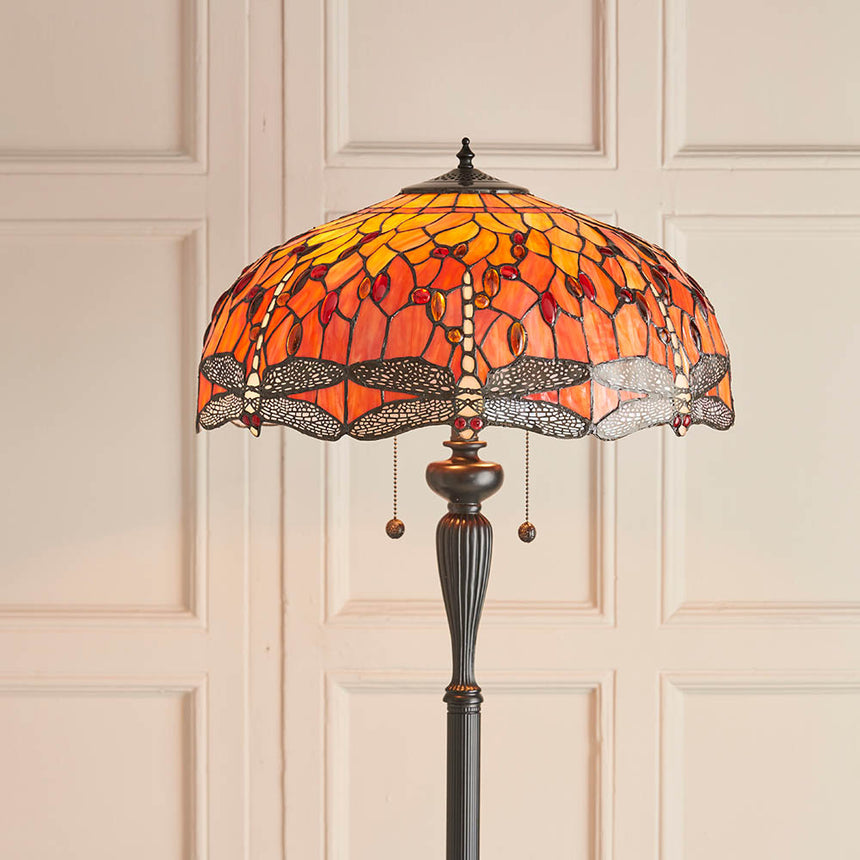 Tiffany Dragonfly Flame Floor Lamp