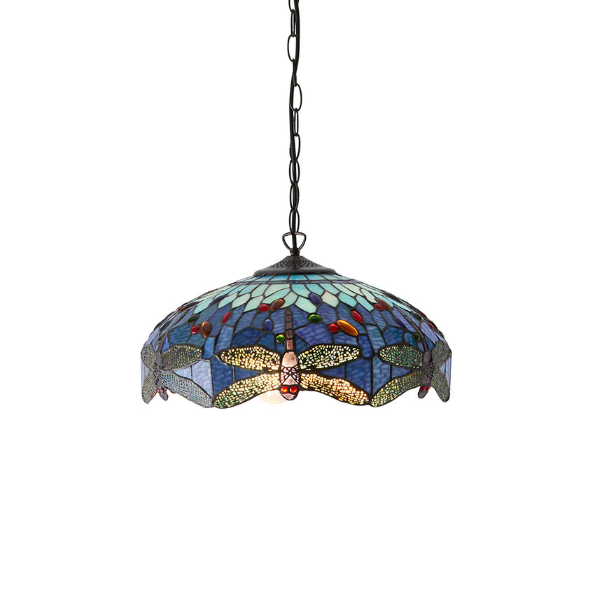 Dragonfly 41cm Tiffany Pendant Light, Blue