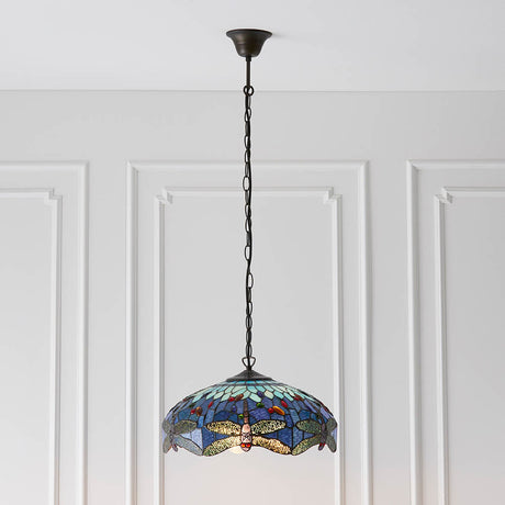 Dragonfly 41cm Tiffany Pendant Light, Blue