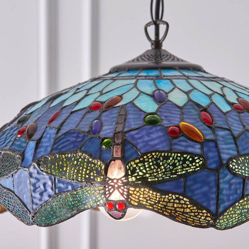 Dragonfly 41cm Tiffany Pendant Light, Blue