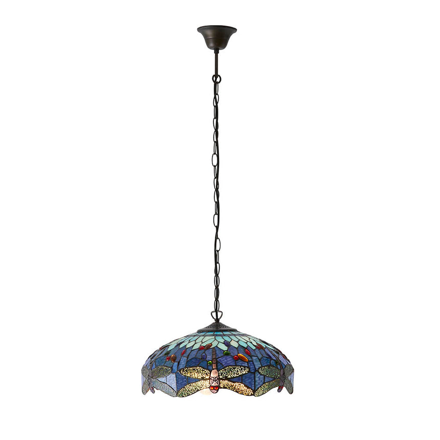 Dragonfly 41cm Tiffany Pendant Light, Blue