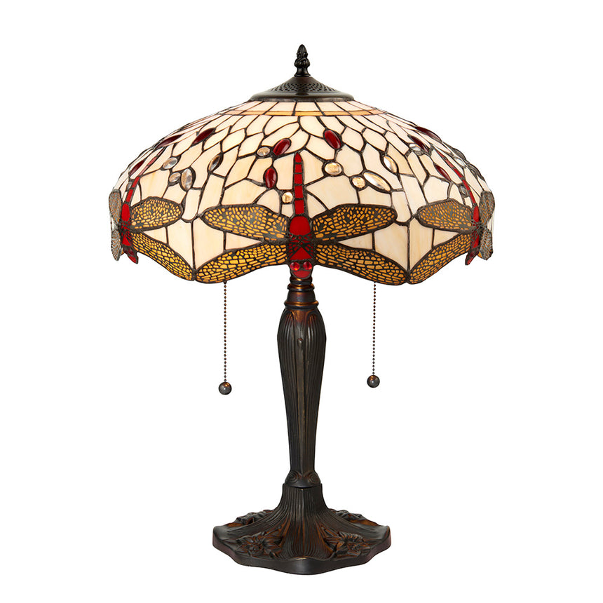 Dragonfly Medium Tiffany Table Lamp Beige