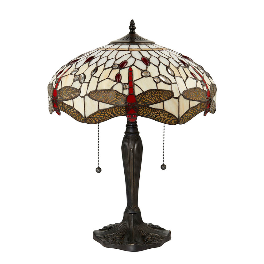 Dragonfly Medium Tiffany Table Lamp Beige