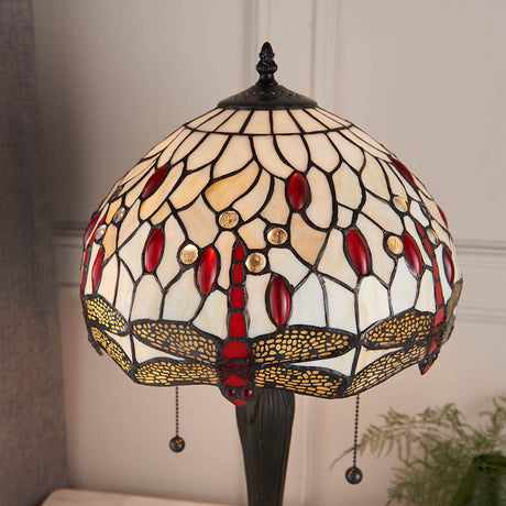 Dragonfly Small Tiffany Table Lamp, Beige