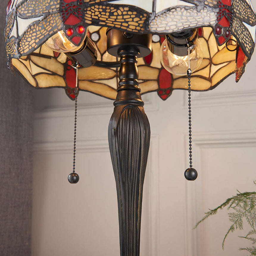 Dragonfly Small Tiffany Table Lamp, Beige