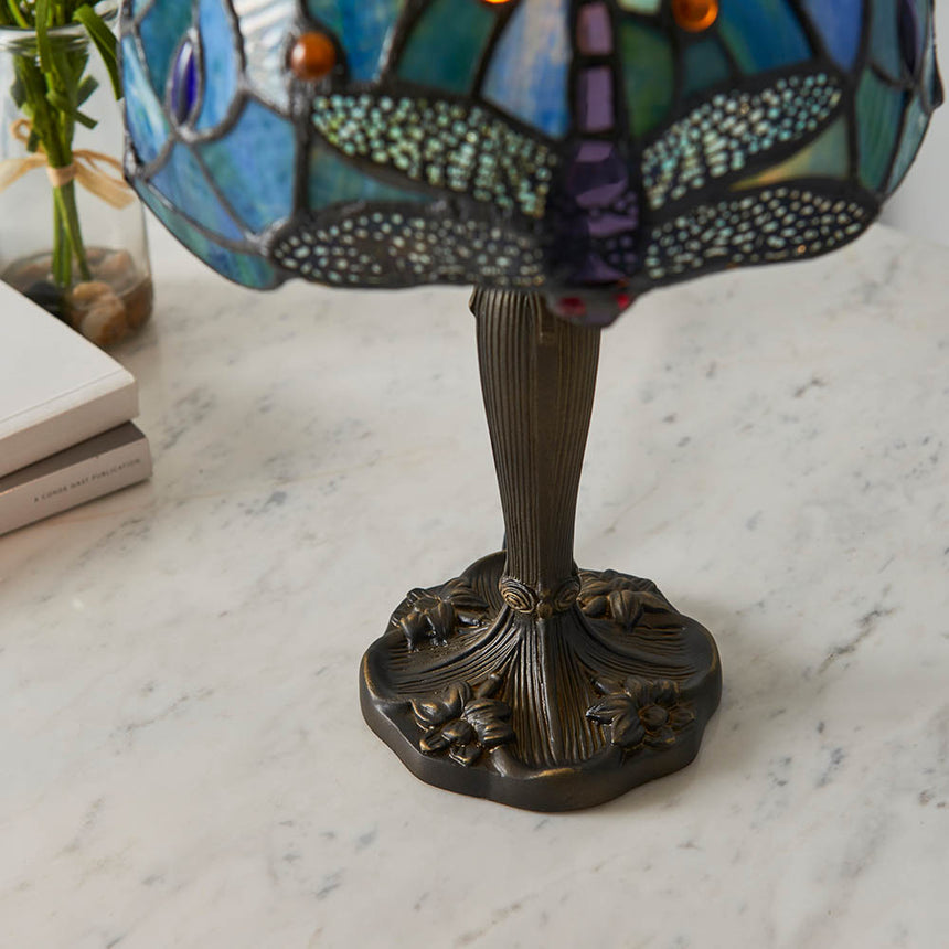 Dragonfly Blue Mini Tiffany Table Lamp