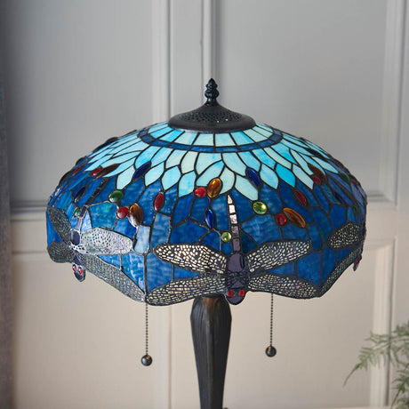 Dragonfly Medium Tiffany Table Lamp, Blue