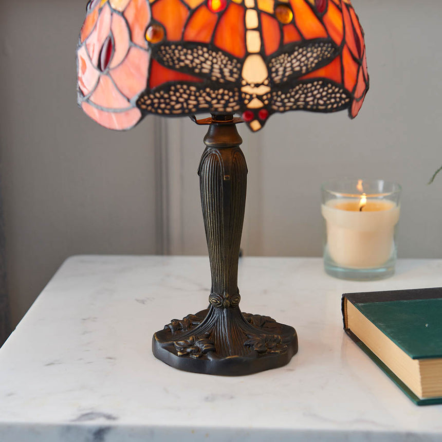 Dragonfly Mini Tiffany Table Lamp, Flame