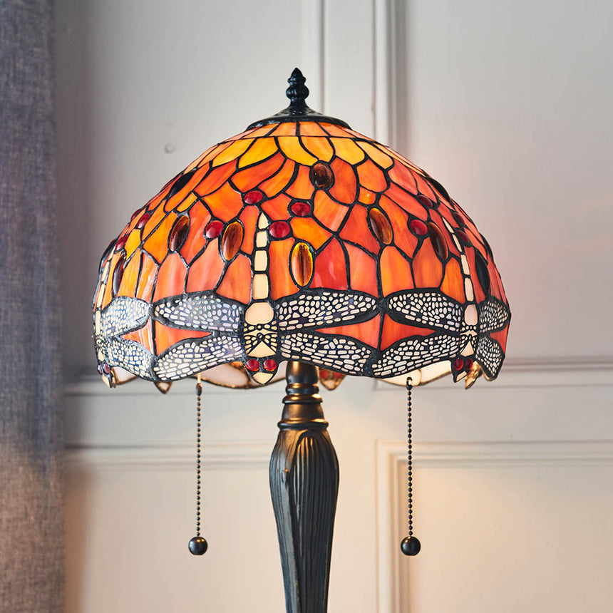 Dragonfly Flame Small Tiffany Table Lamp