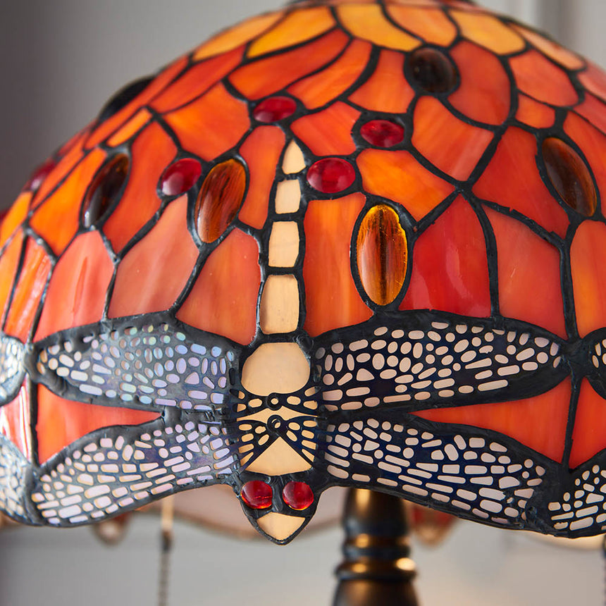 Dragonfly Flame Small Tiffany Table Lamp