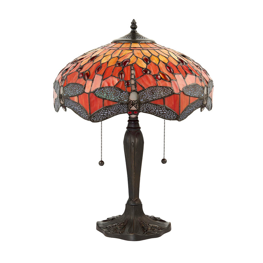 Dragonfly Flame Medium Tiffany Table Lamp