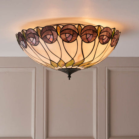 Hutchinson 50cm Tiffany Flush Ceiling Light