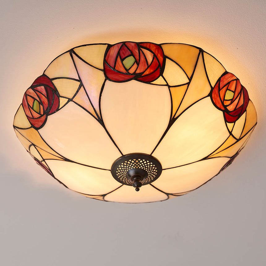 Ingram 45cm Tiffany Flush Ceiling Light