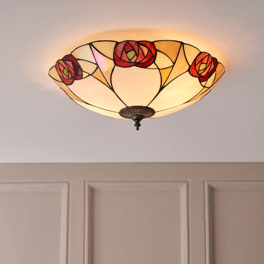 Ingram 45cm Tiffany Flush Ceiling Light