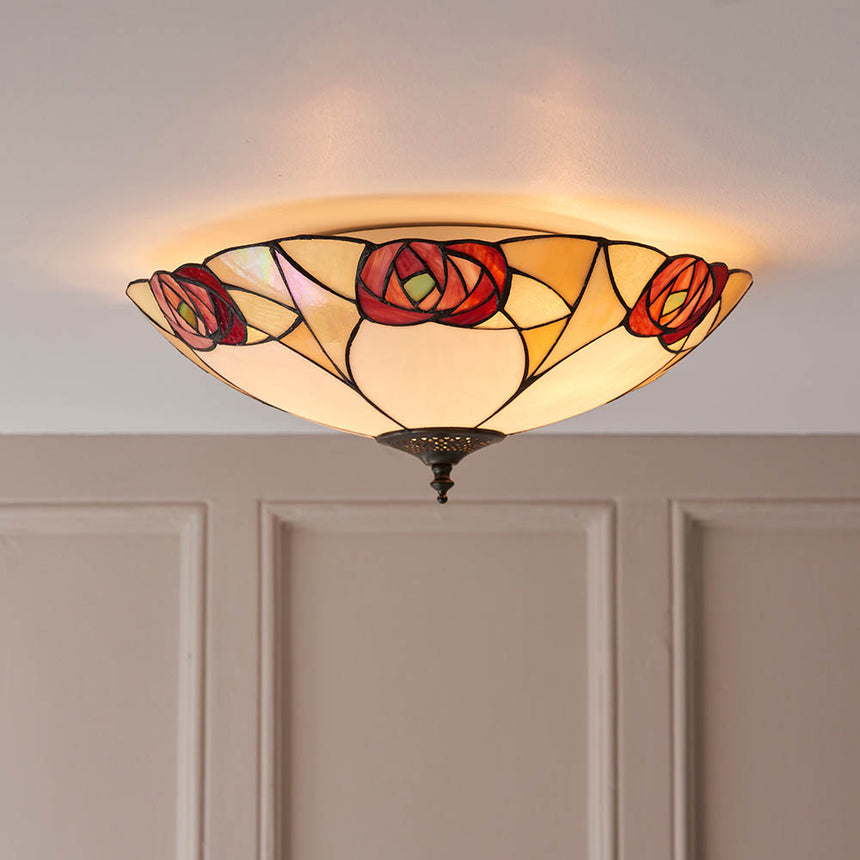 Ingram 45cm Tiffany Flush Ceiling Light