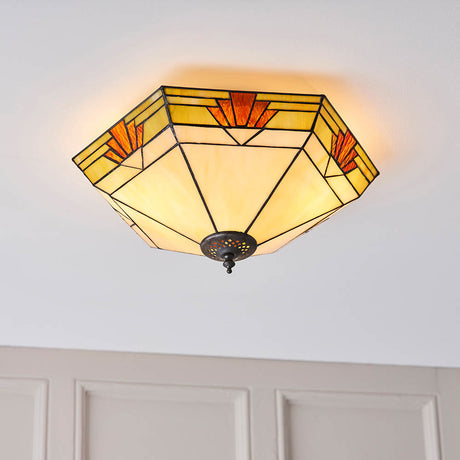 Nevada 40cm Tiffany Flush Ceiling Light