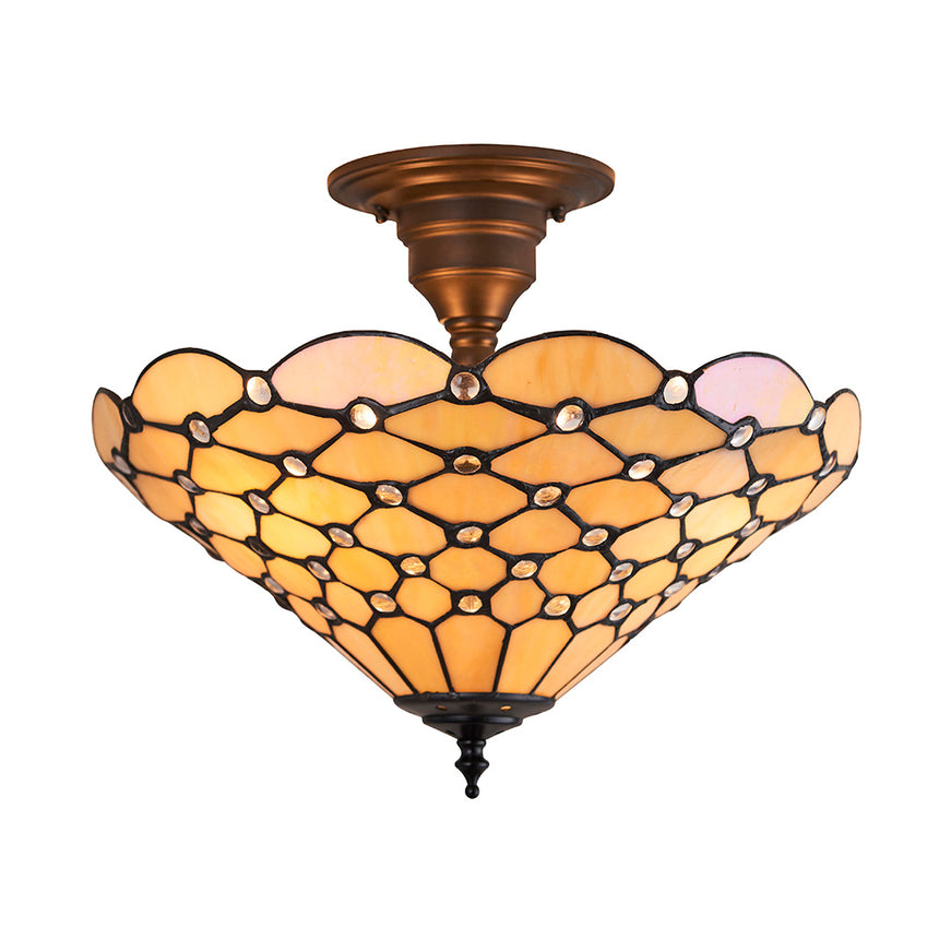 Pearl 37cm Tiffany Semi Flush Ceiling Light