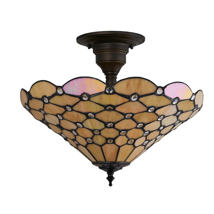 Pearl 37cm Tiffany Semi Flush Ceiling Light