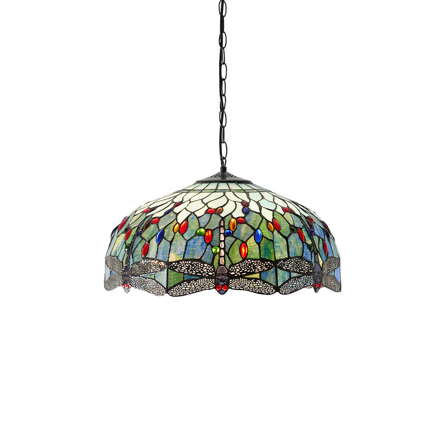 Dragonfly 50cm Tiffany Pendant Light, Blue