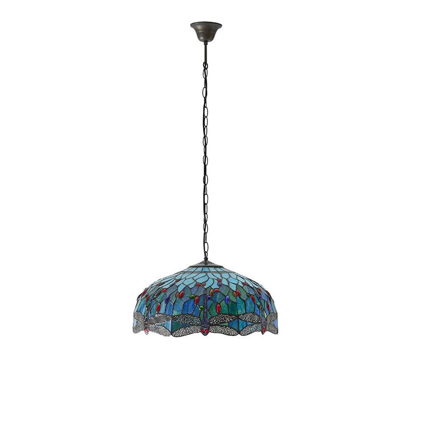 Dragonfly 50cm Tiffany Pendant Light, Blue