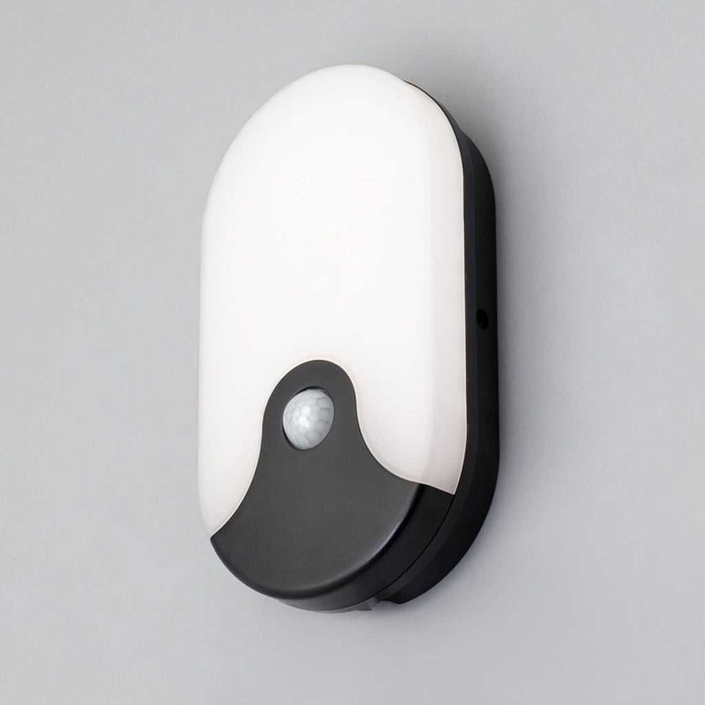 Lampsy 15w Oval LED Bulkhead PIR IP65 Black - -Lampsy