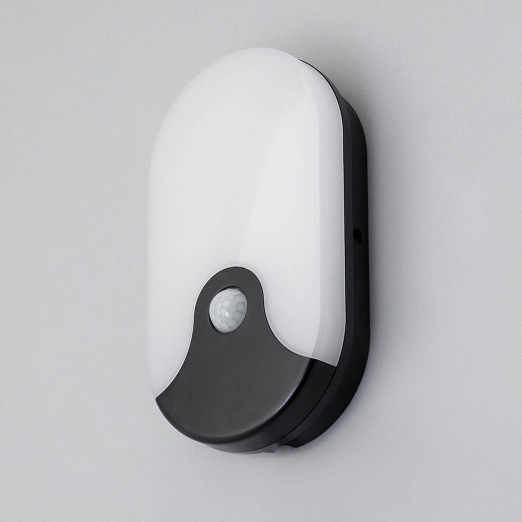 Lampsy 15w Oval LED Bulkhead PIR IP65 Black - -Lampsy