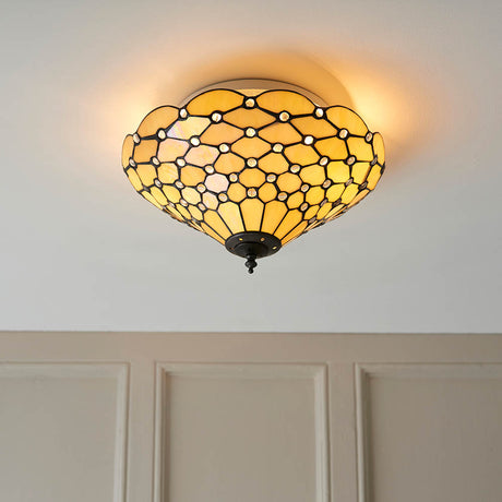 Pearl 37cm Tiffany Flush Ceiling Light