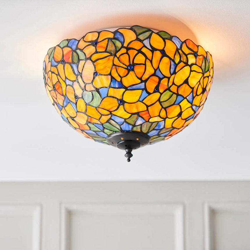 Josette 35cm Tiffany Flush Ceiling Light