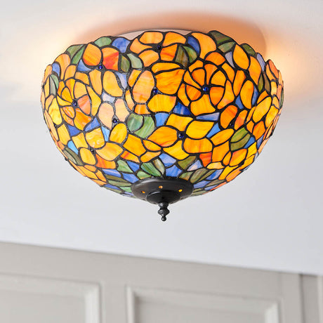 Josette 35cm Tiffany Flush Ceiling Light