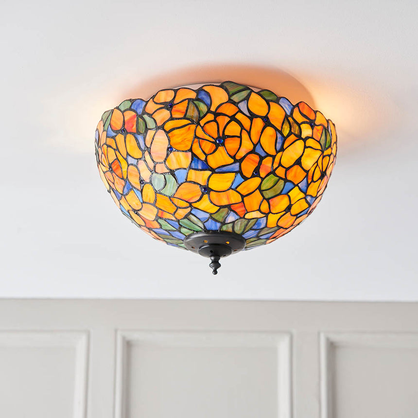 Josette 35cm Tiffany Flush Ceiling Light