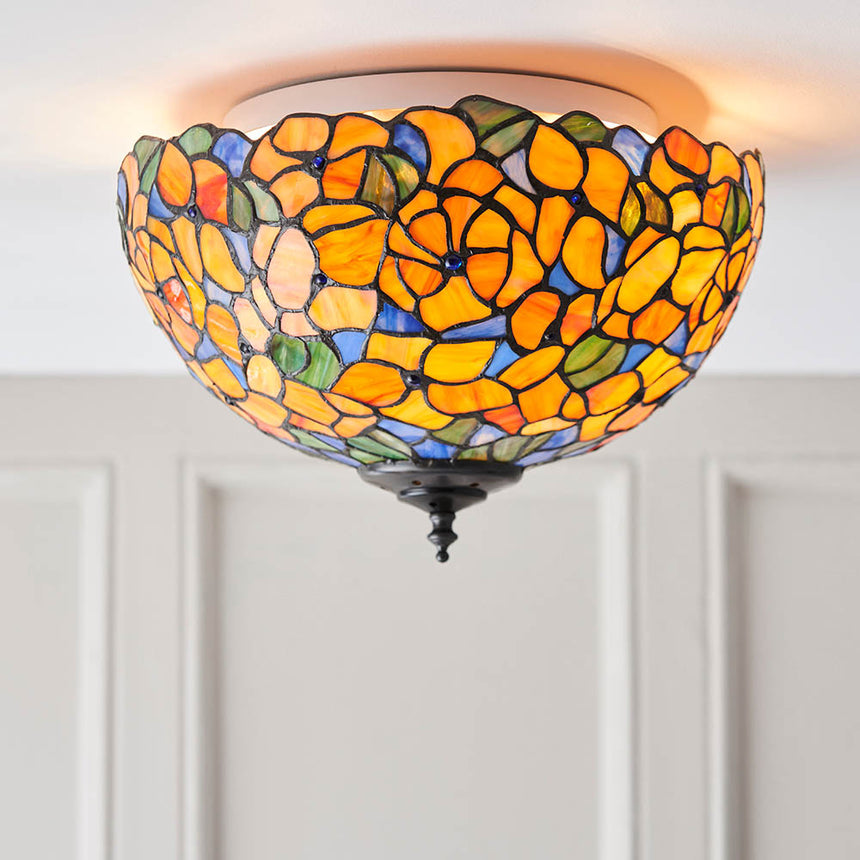 Josette 35cm Tiffany Flush Ceiling Light