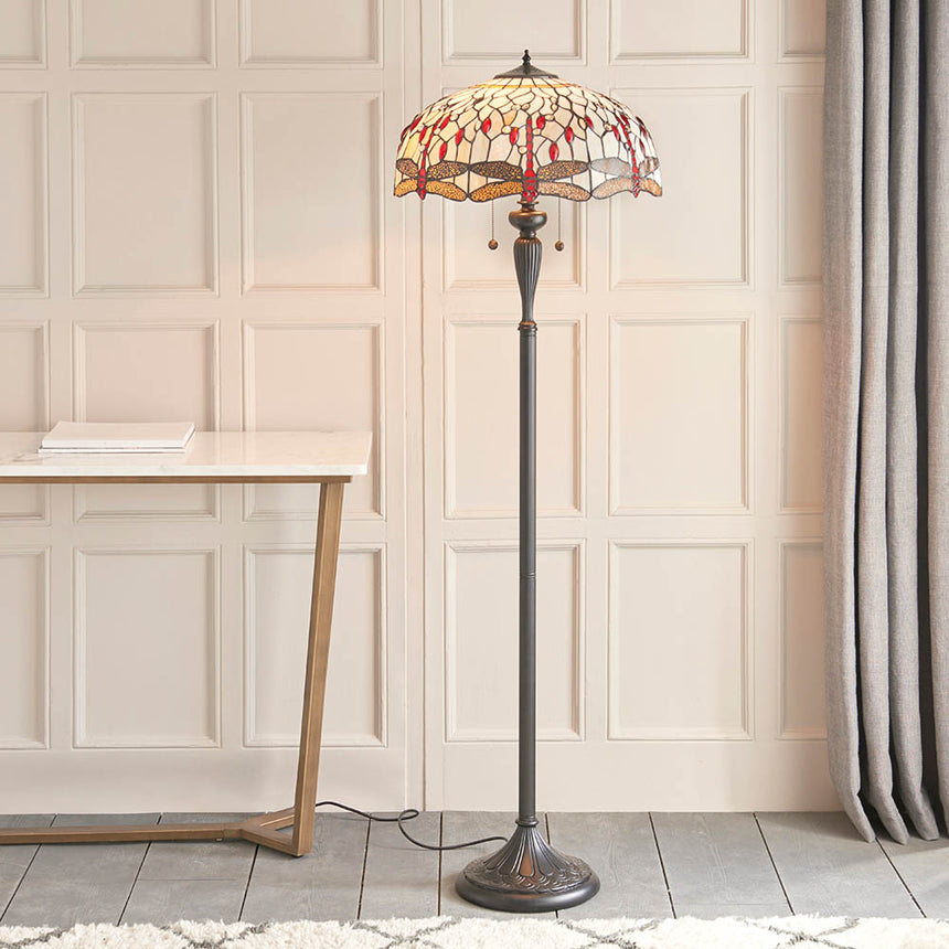 Dragonfly Beige Tiffany Floor Lamp