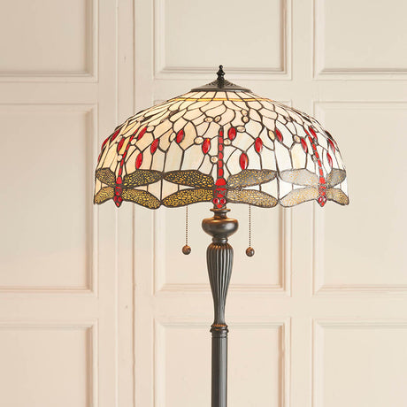 Dragonfly Tiffany Floor Lamp, Beige