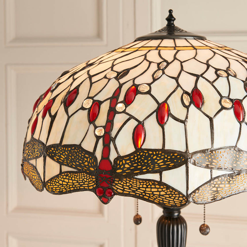 Dragonfly Beige Tiffany Floor Lamp