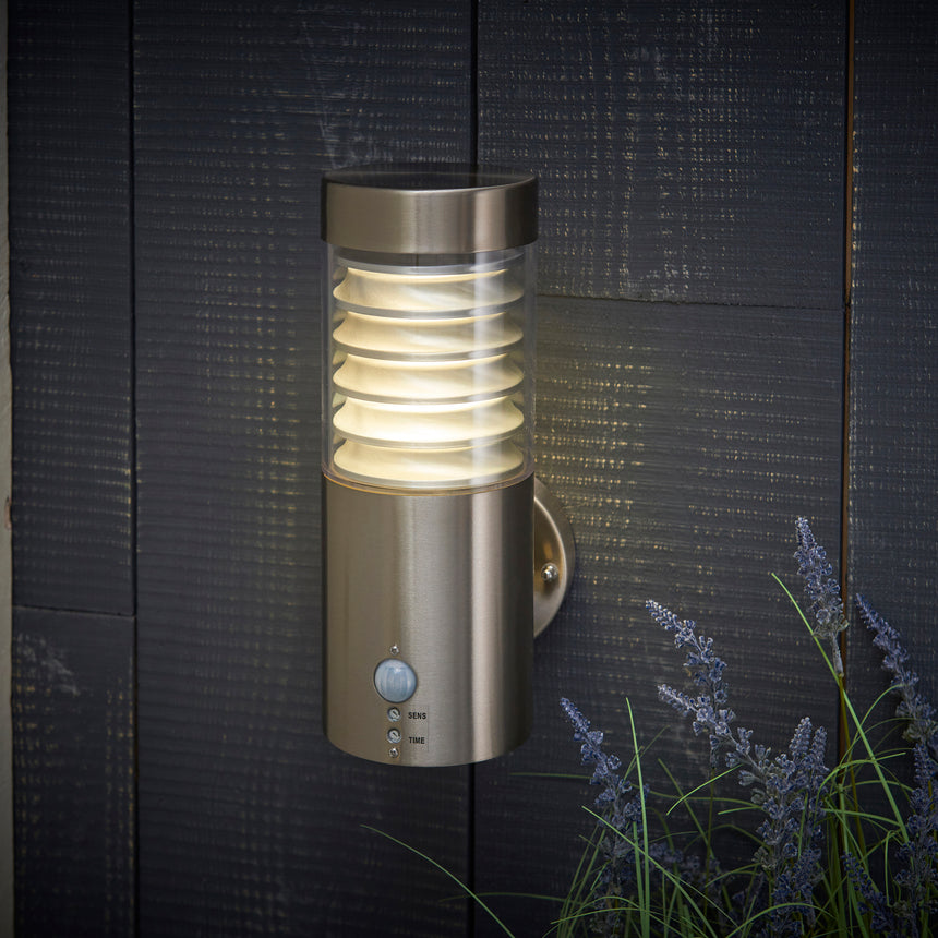 Equinox LED PIR Outdoor Wall Light, Stainless Steel