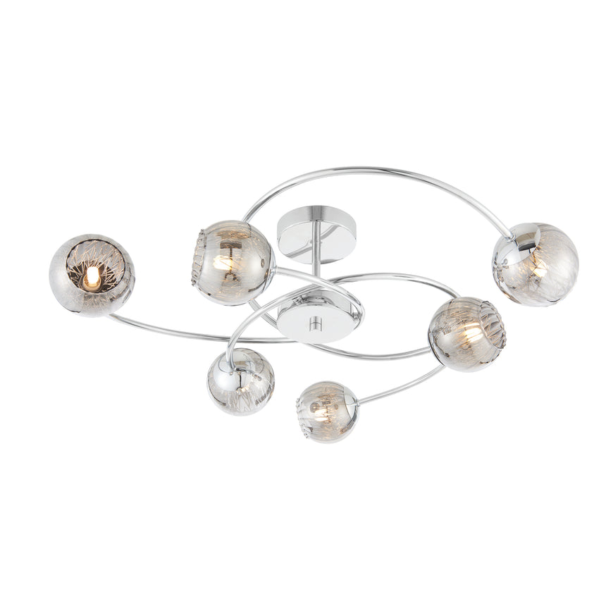 Aerith 6-Light Semi-flush Ceiling Light, Chrome