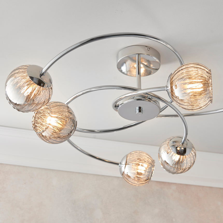 Aerith 6-Light Semi-flush Ceiling Light, Chrome