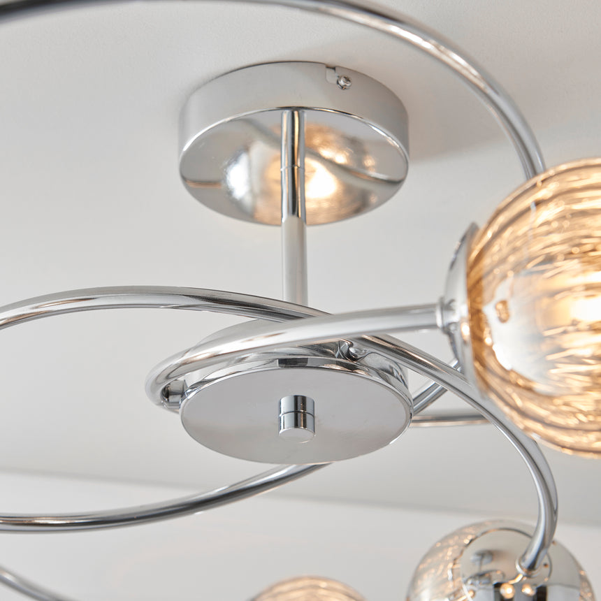 Aerith 6-Light Semi-flush Ceiling Light, Chrome